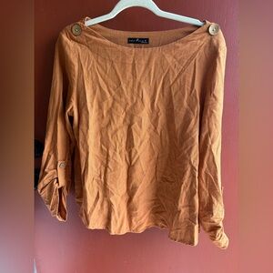 Rust Long-Sleeve Boatneck Top